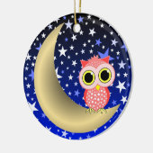 sichelförmiger Mond und Eule Keramikornament (Links)