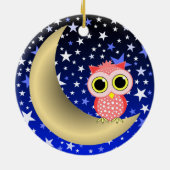 sichelförmiger Mond und Eule Keramikornament (Hinten)