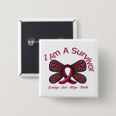 Sichelzellanämie Schmetterling Ich bin ein Überleb Button (Vorne & Hinten)