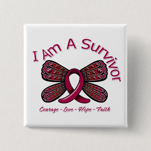 Sichelzellanämie Schmetterling Ich bin ein Überleb Button (Vorderseite)