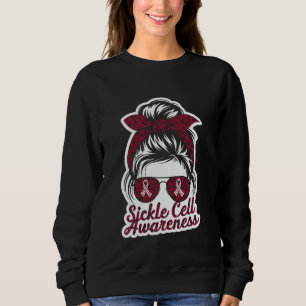 Sichelzellanerkennungsmonat Messy Hair Burgundy Ri Sweatshirt