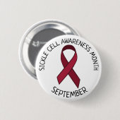 Sichelzellenbewusstsein Burgund Ribbon Button (Vorne & Hinten)