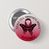 Sichelzellenbewusstsein Burgund Ribbon Button (Vorne & Hinten)