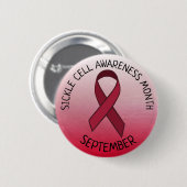 Sichelzellenbewusstsein Burgund Ribbon Button (Vorne & Hinten)