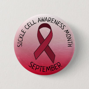 Sichelzellenbewusstsein Burgund Ribbon Button