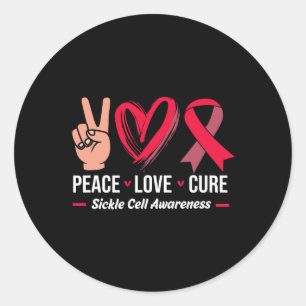 Sichelzellenbewusstsein Burgund Ribbon Peace Liebe Runder Aufkleber