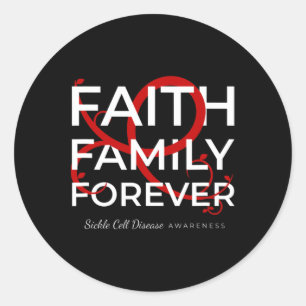 Sichelzellenbewusstsein Red Ribbon Faith Family Fo Runder Aufkleber