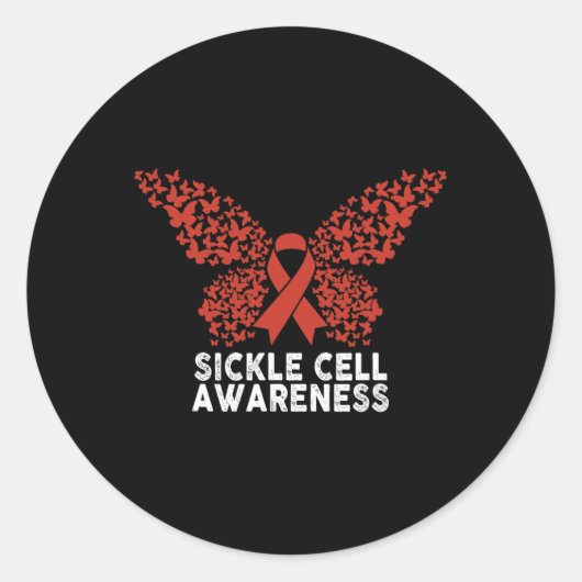 Sichelzellenbewusstsein Schmetterlingskrankheit Ze Runder Aufkleber (Vorderseite)