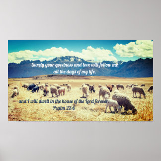 "Sicher Güte" Psalm 23:6 biblische Prophetie Poster