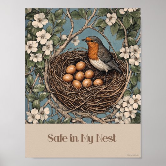 Sicher in meinem Nest-Vogel-Kinderzimmer-Poster Poster (Vorne)