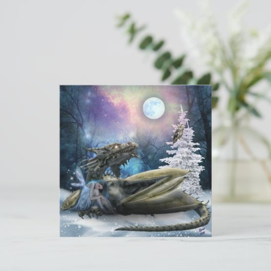 Sicher mit Drache Feiertagskarte (Stehend Vorderseite)