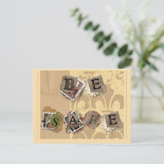 SICHER SEIN POSTKARTE (Stehend Vorderseite)