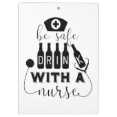 Sicher trinken mit einer Krankenschwester Klemmbrett (Rückseite)