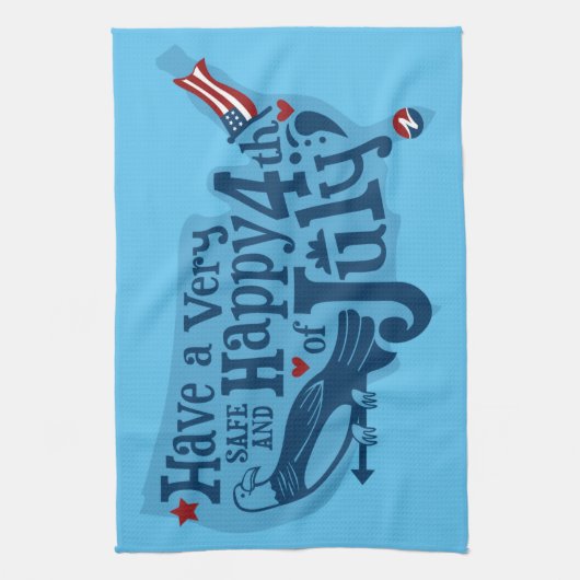 Sicher und glücklich 4. Juli Geschirrtuch (Vertikal)