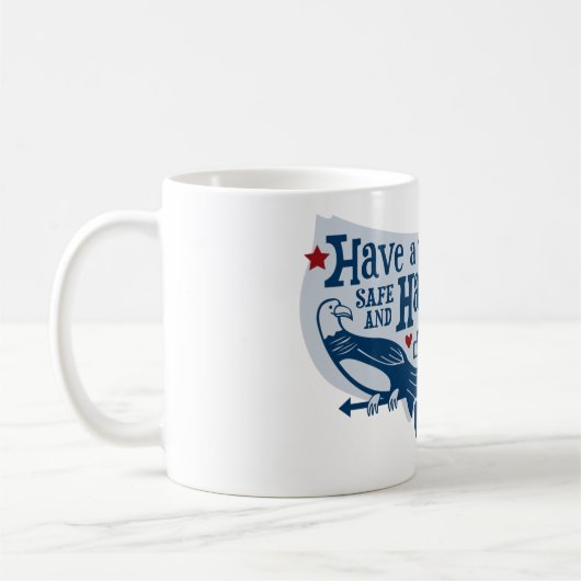 Sicher und glücklich 4. Juli Kaffeetasse (Links)