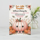 Sichere Bauernkinder - unser kleiner Kürbis macht Einladung (Stehend Vorderseite)