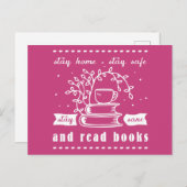 Sichere Bleibe Zuhause und Lese-Bücher Bleibe Postkarte (Vorne/Hinten)