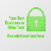 Sichere digitale Sperre im Maschinencode-Geschäft Fensteraufkleber (Blatt)