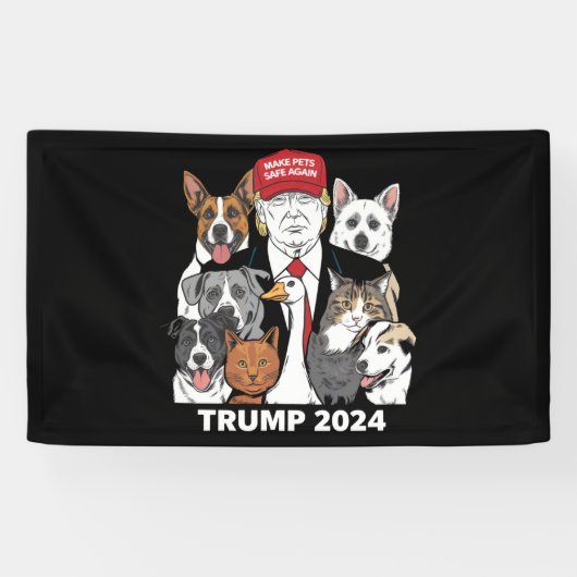 Sichere Haustiere Trump 2024 Rette unsere Haustier Banner (Horizontal)