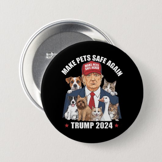 Sichere Haustiere Trump 2024 Rette unsere Haustier Button (Vorne & Hinten)