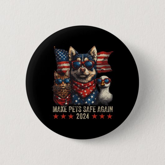 Sichere Haustiere Trump 2024 Rette unsere Haustier Button (Vorderseite)