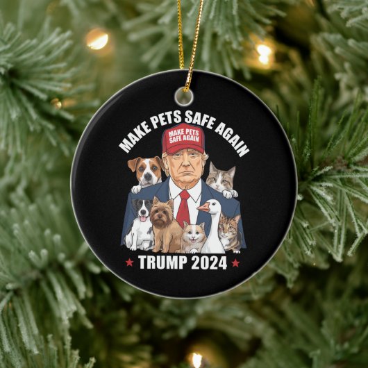 Sichere Haustiere Trump 2024 Rette unsere Haustier Keramik Ornament (Baum)
