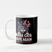 Sichere Katzen wieder Funny Cat Lover US Flag Kaffeetasse (Links)