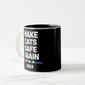 Sichere Katzen zum Präsidenten 2024 Zweifarbige Tasse (Vorderseite Links)