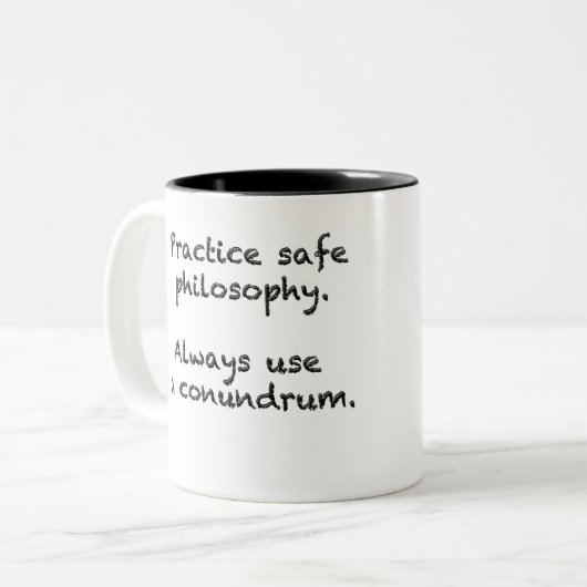 Sichere Philosophiekaffee-Tasse Zweifarbige Tasse (Vorderseite Links)