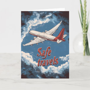 Sichere Reisen Retro-Flugzeug Feiertagskarte