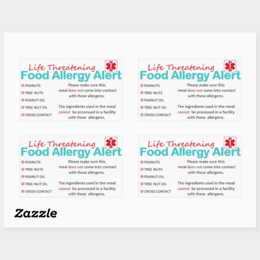 Sichere Stickers - Erdnuss- und BaumNut-Allergie (Blatt)
