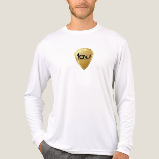 Sicherer IonU-Goldschild mit schwarzem Logo auf de Tri-Blend Shirt (Vorderseite)