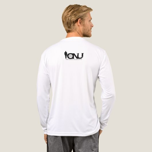 Sicherer IonU-Goldschild mit schwarzem Logo auf de Tri-Blend Shirt (Voller Rücken)