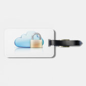 Sicheres Cloud-Speicher-Symbol mit Vorhängeschloss Gepäckanhänger (Rückseite horizontal)