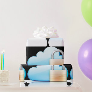 Sicheres Cloud-Speicher-Symbol mit Vorhängeschloss Geschenkpapier