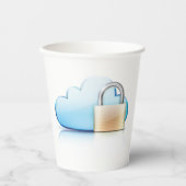 Sicheres Cloud-Speicher-Symbol mit Vorhängeschloss Pappbecher (Vorderseite)