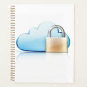 Sicheres Cloud-Speicher-Symbol mit Vorhängeschloss Planer (Vorderseite)
