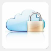 Sicheres Cloud Storage-Symbol mit Padlock Quadratischer Aufkleber (Vorderseite)