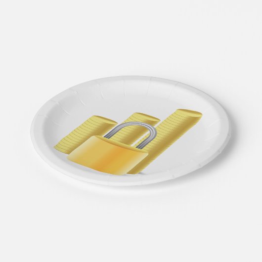 Sicheres Geld Pappteller (Schrägansicht)