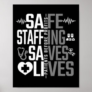 Sicheres Staffing Rette März Krankenschwestern und Poster