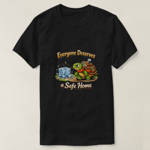 Sicheres Zuhause-Schildkröten-Cartoon-Design T-Shirt