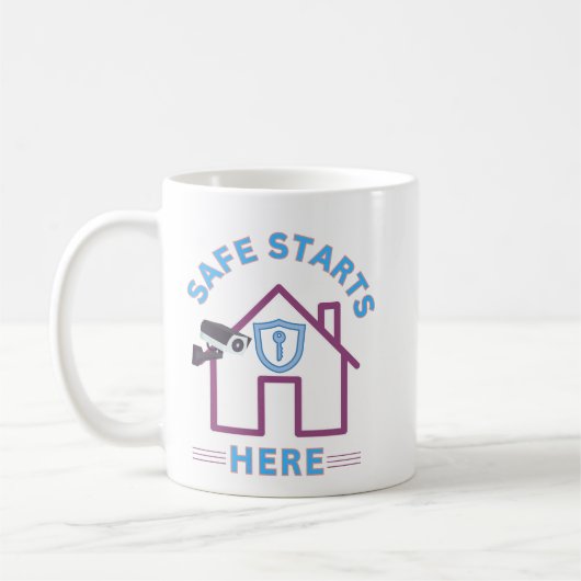 Sicherheit beginnt hier kaffeetasse (Links)