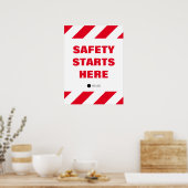 Sicherheit beginnt hier mit dem Red White Workplac Poster (Küche)