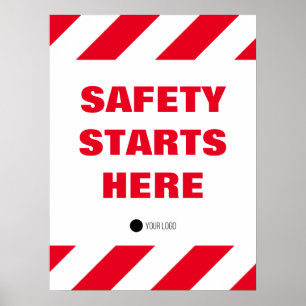 Sicherheit beginnt hier mit dem Red White Workplac Poster