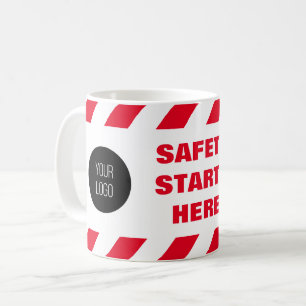 Sicherheit beginnt hier Red White Fire Tape Logo Kaffeetasse