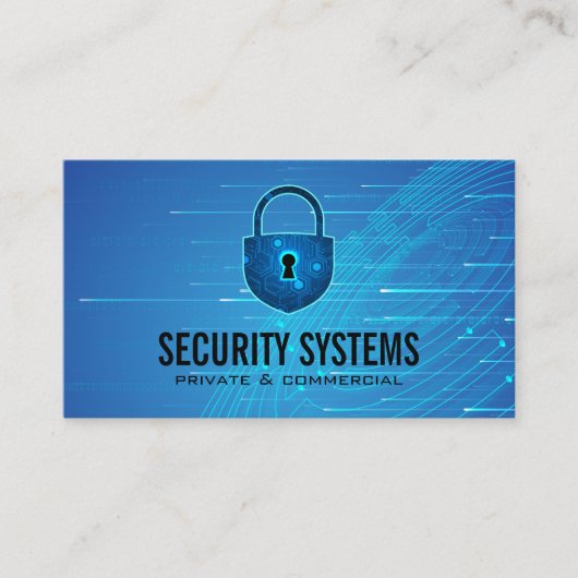 Sicherheit Cyber Lock | Tech Hintergrund Visitenkarte (Vorderseite)