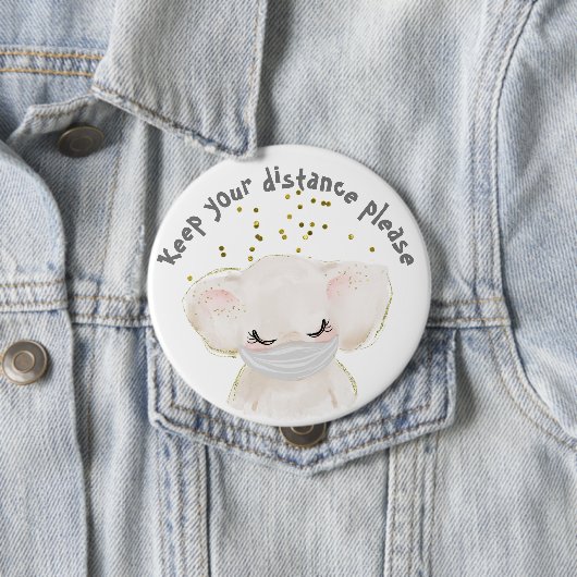 Sicherheit Elefant Kind Corona soziale Distanz Button (Beispiel)