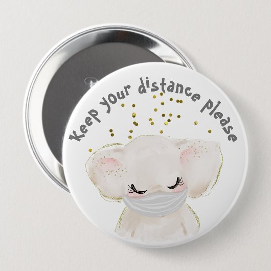 Sicherheit Elefant Kind Corona soziale Distanz Button (Vorne & Hinten)