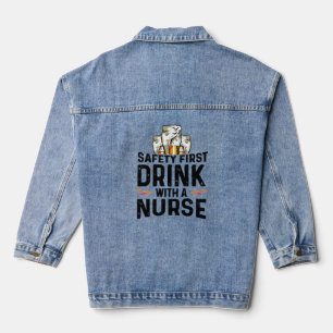 Sicherheit Erste Drink Bier Drinker Nurse National Jeansjacke