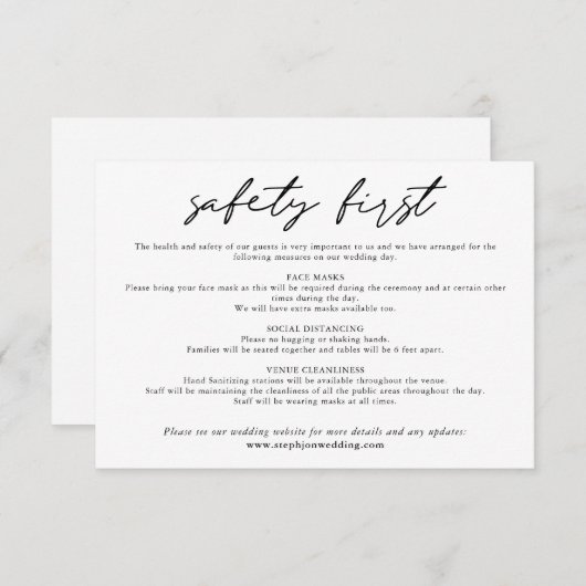 Sicherheit Erste Einfache Schwarz-weiße Sicherheit Begleitkarte (Vorne/Hinten)